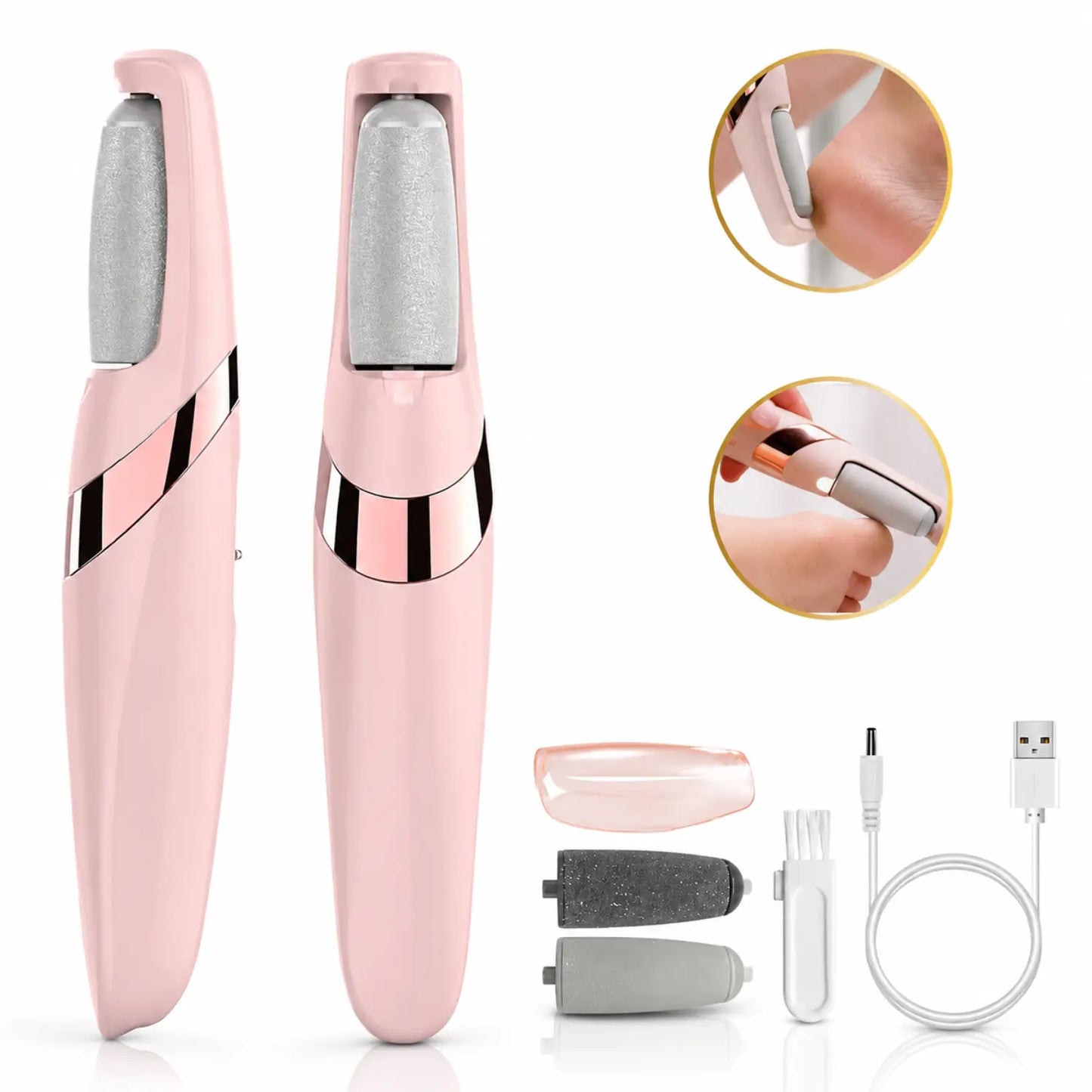 Kit completo do lixador de pé elétrico com dois refis de lixa e cabo USB Loja Morela