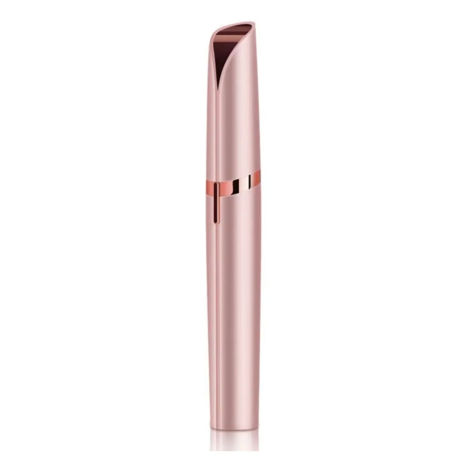 Caneta depiladora de sobrancelhas em tom rose gold com design elegante e portátil. Loja Morela