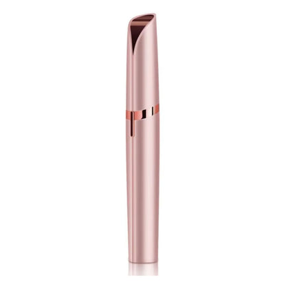 Caneta depiladora de sobrancelhas em tom rose gold com design elegante e portátil. Loja Morela