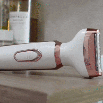 GIF demonstrando o funcionamento e a troca de cabeças do depilador multifuncional Loja Morela
