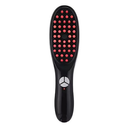 Escova massageadora com tecnologia LED e vaporização para fortalecimento capilar em fundo branco - Loja Morela