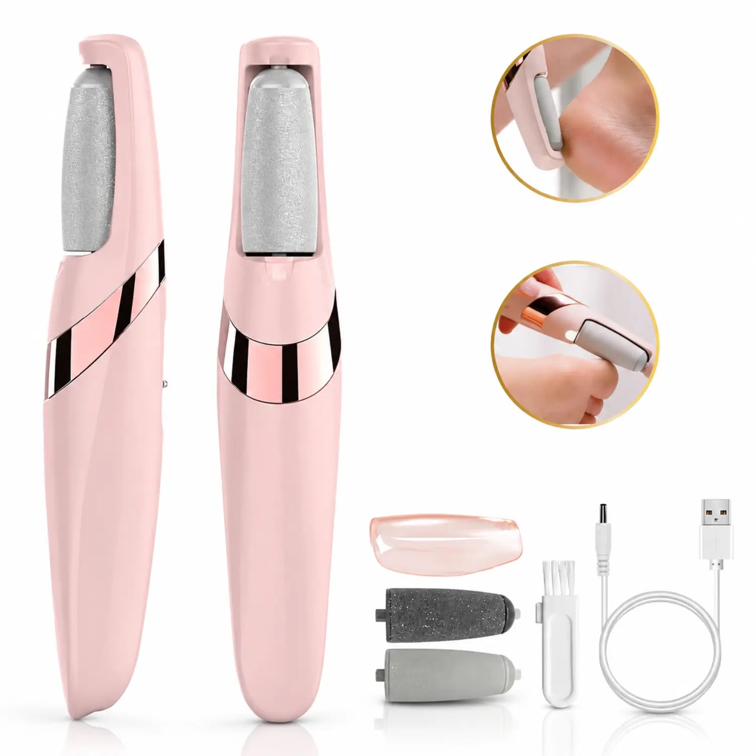 Kit completo do lixador de pé elétrico com dois refis de lixa e cabo USB Loja Morela