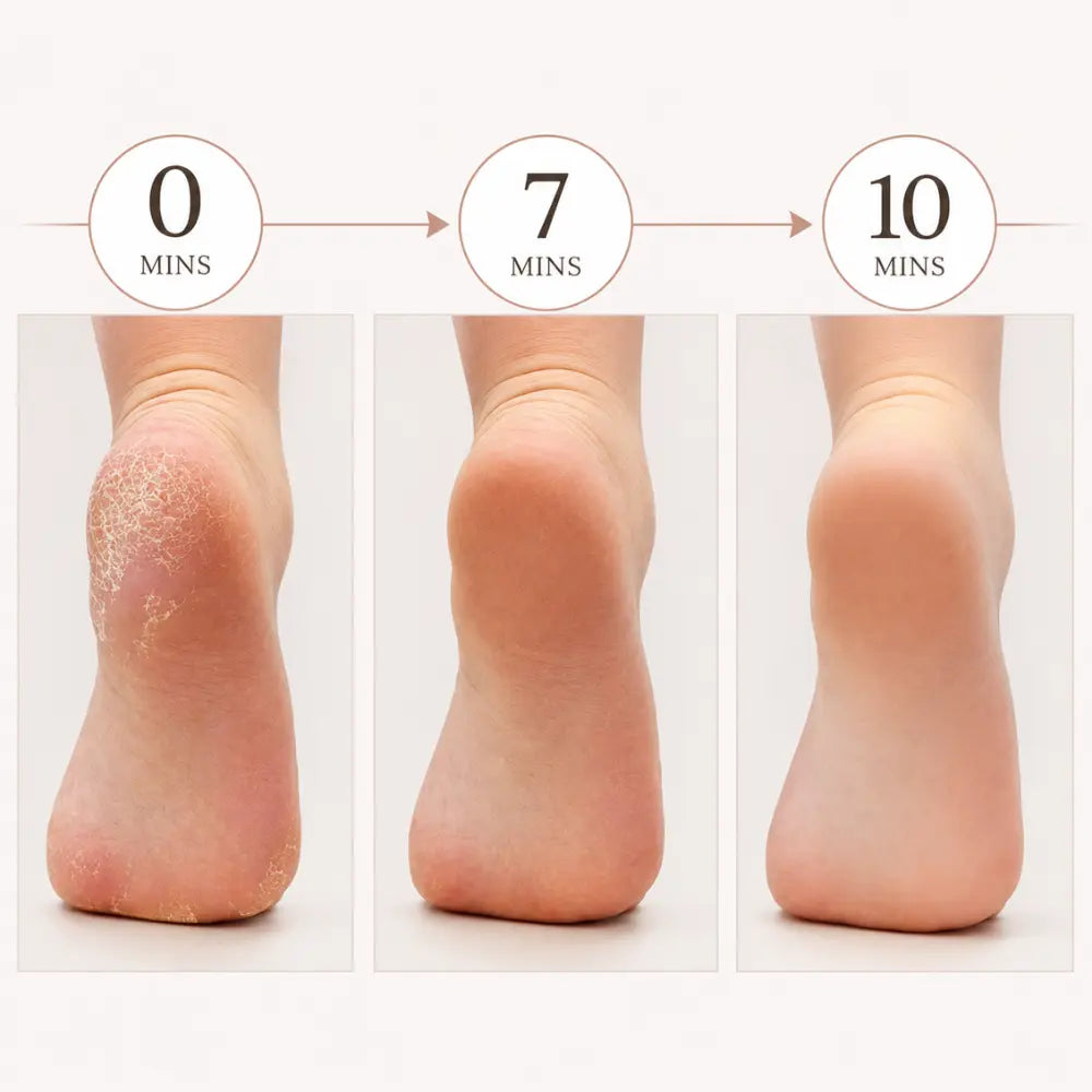 Comparativo do cuidado com os pés ao longo do tempo mantendo a pele suave Loja Morela