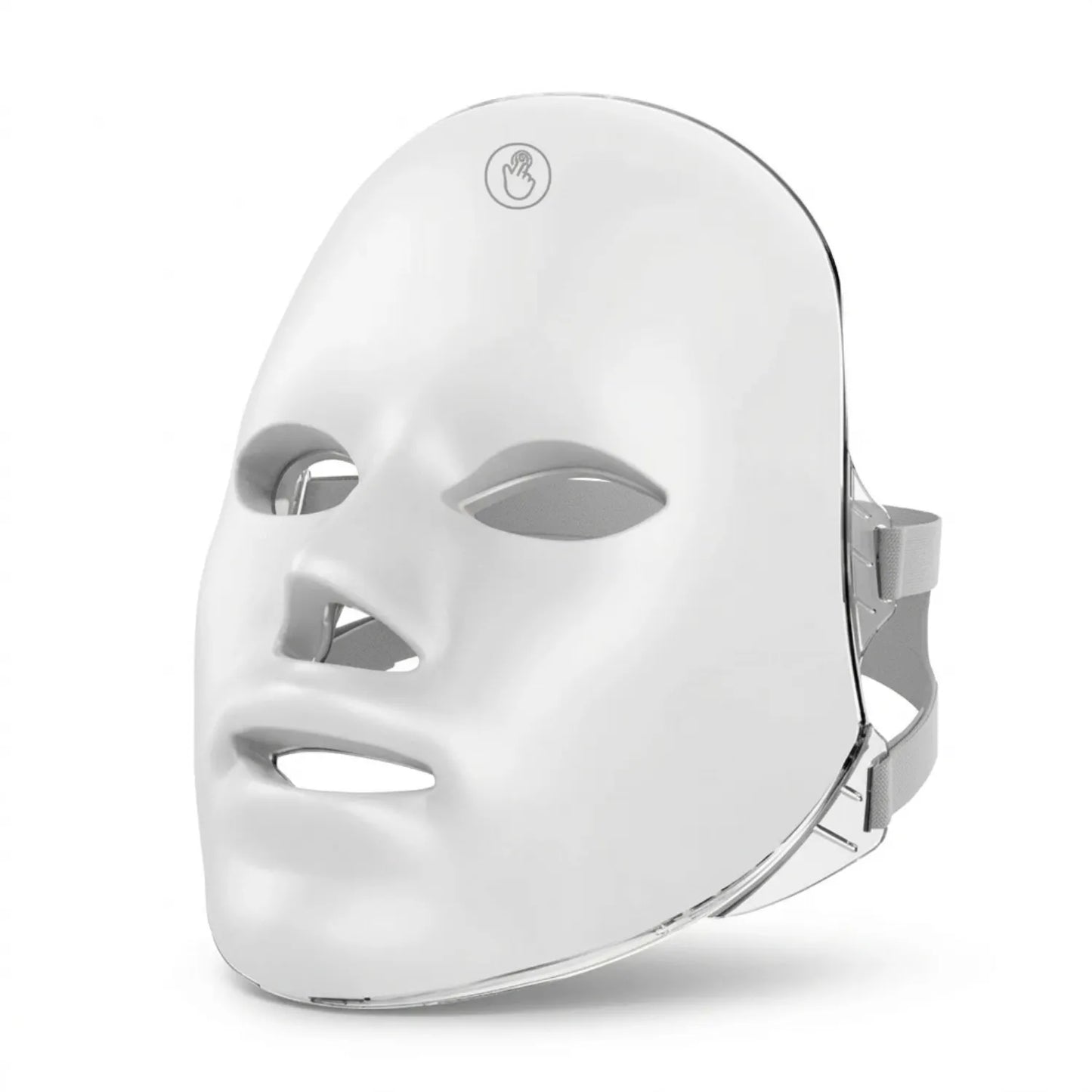 Máscara de LED facial branca para fototerapia e cuidados com a pele em ângulo frontal Loja Morela