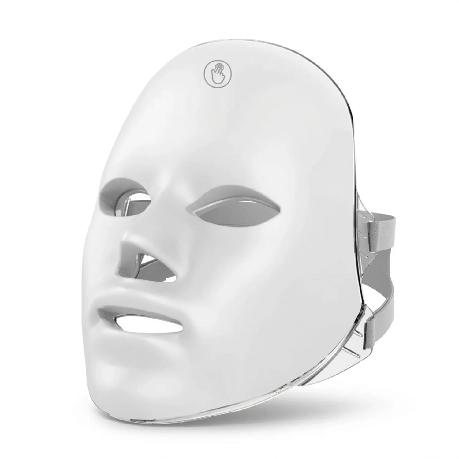 Máscara de LED facial branca para fototerapia e cuidados com a pele em ângulo frontal Loja Morela