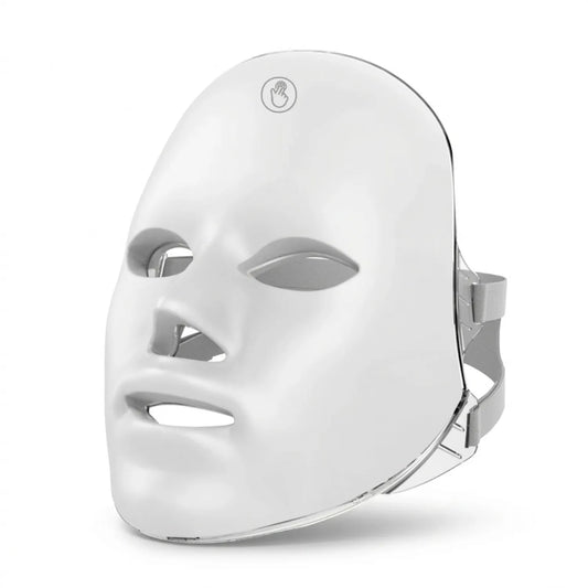 Máscara de LED facial branca para fototerapia e cuidados com a pele em ângulo frontal Loja Morela