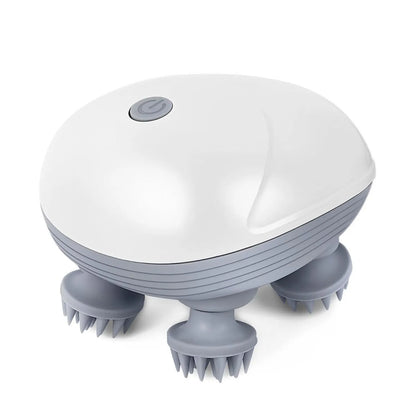 Massageador elétrico de couro cabeludo branco com 4 garras de silicone macio para relaxamento - Loja Morela