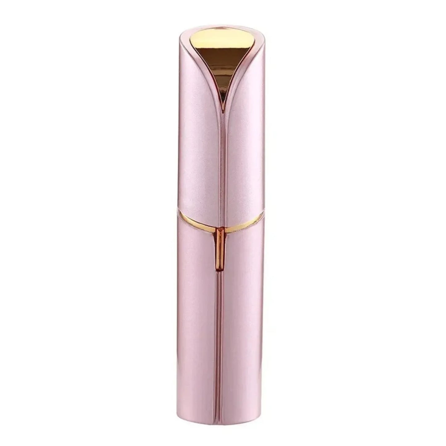 Depilador facial elétrico em formato de batom cor branca e detalhes rose gold Loja Morela