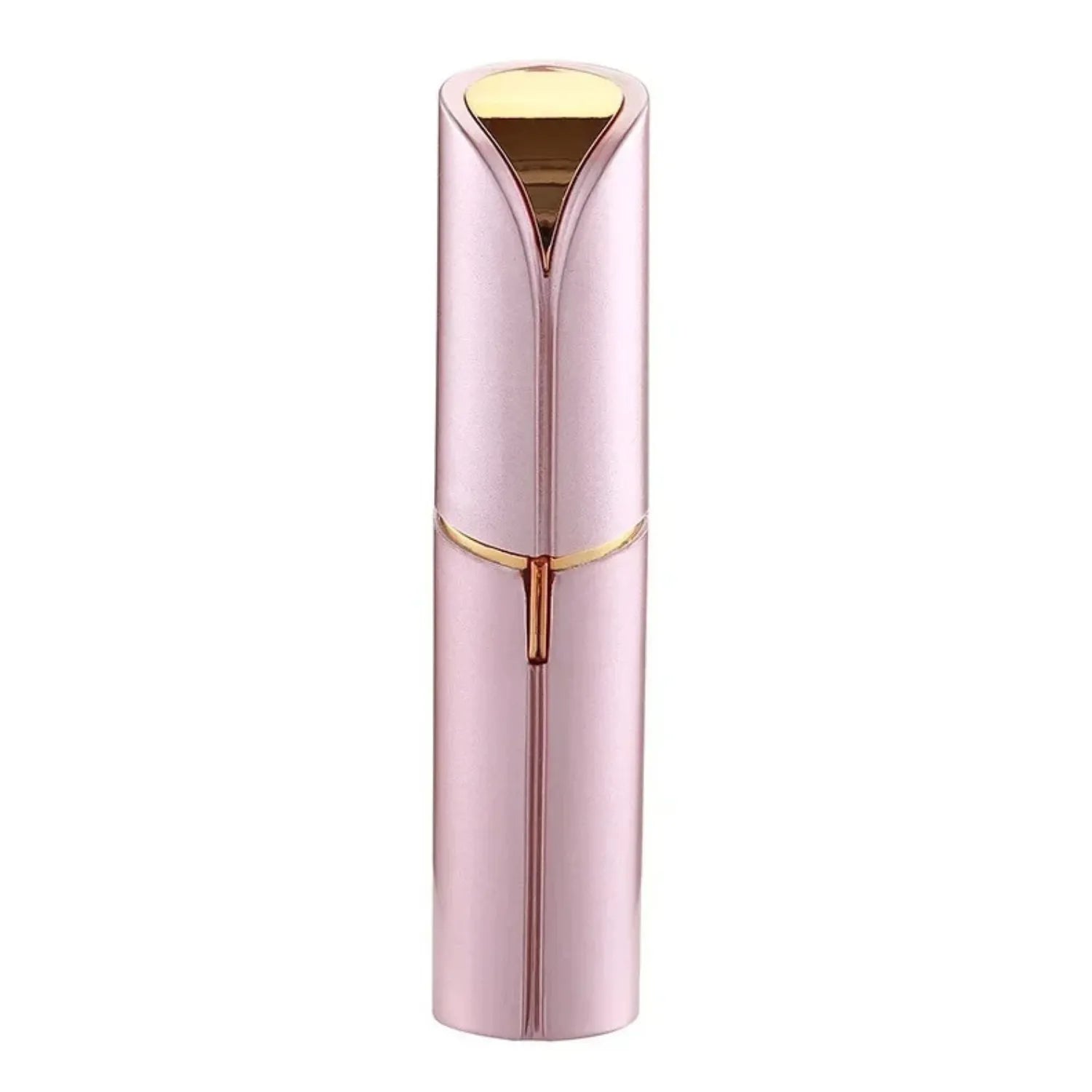 Depilador facial elétrico em formato de batom cor branca e detalhes rose gold Loja Morela