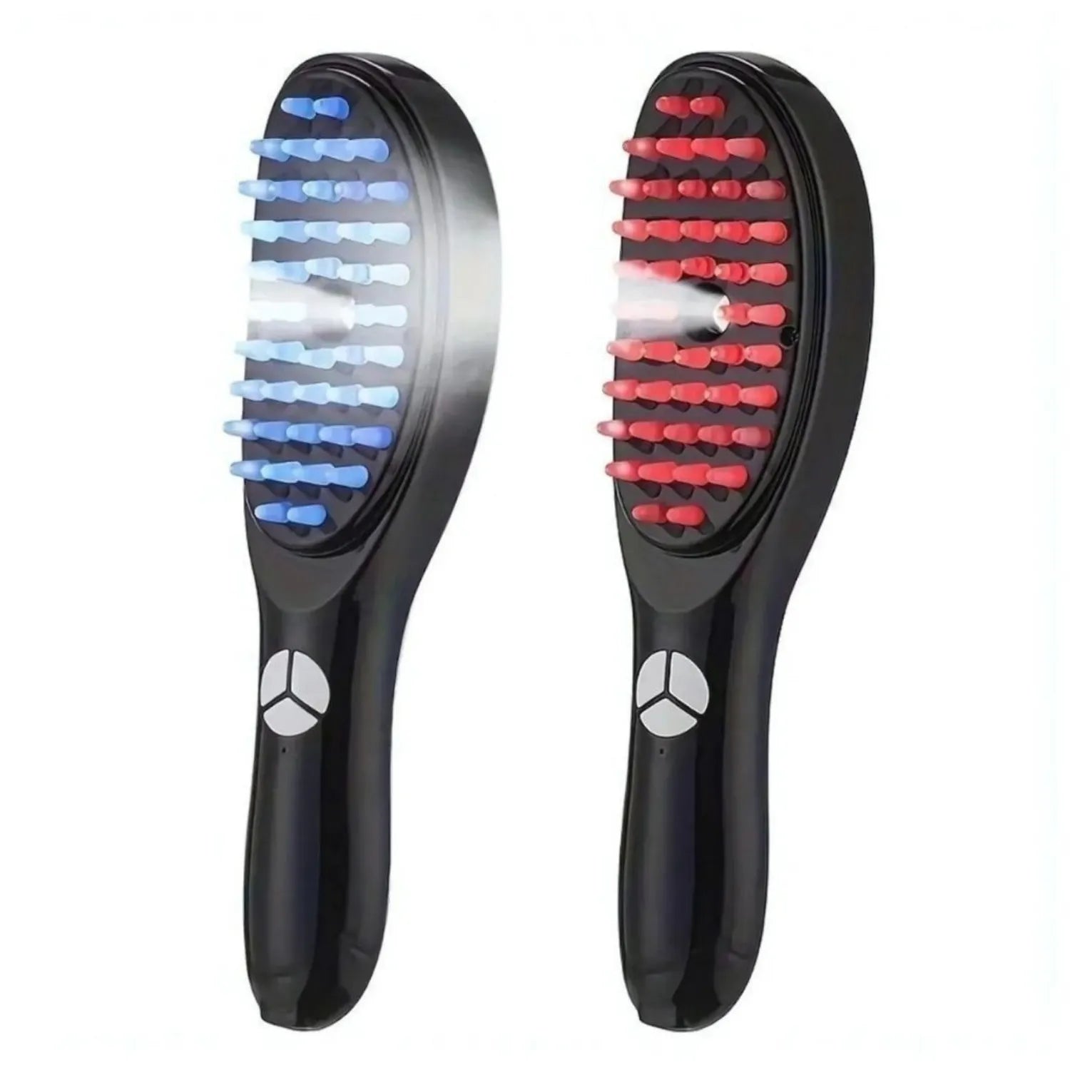 Demonstração das luzes LED terapêuticas azul e vermelha da escova com tecnologia LED - Loja Morela